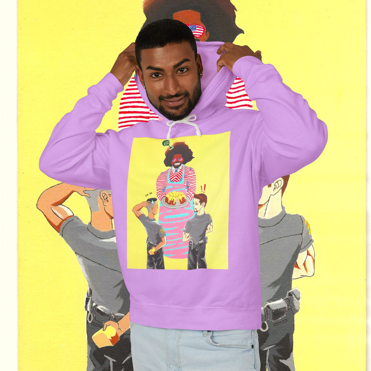 Retro Pop Art Hoodie —Lemon Pound Cake & Meme Graphic Pullover