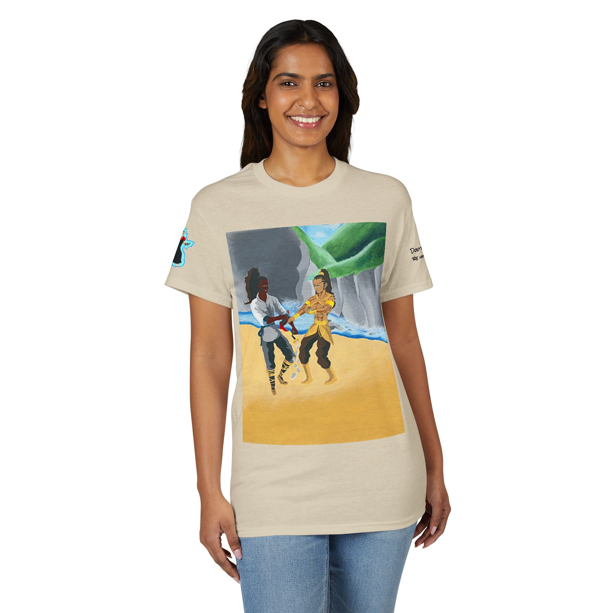 Beach Dance Scene Graphic Tee — Tropical Couple Art Unisex T-Shirt