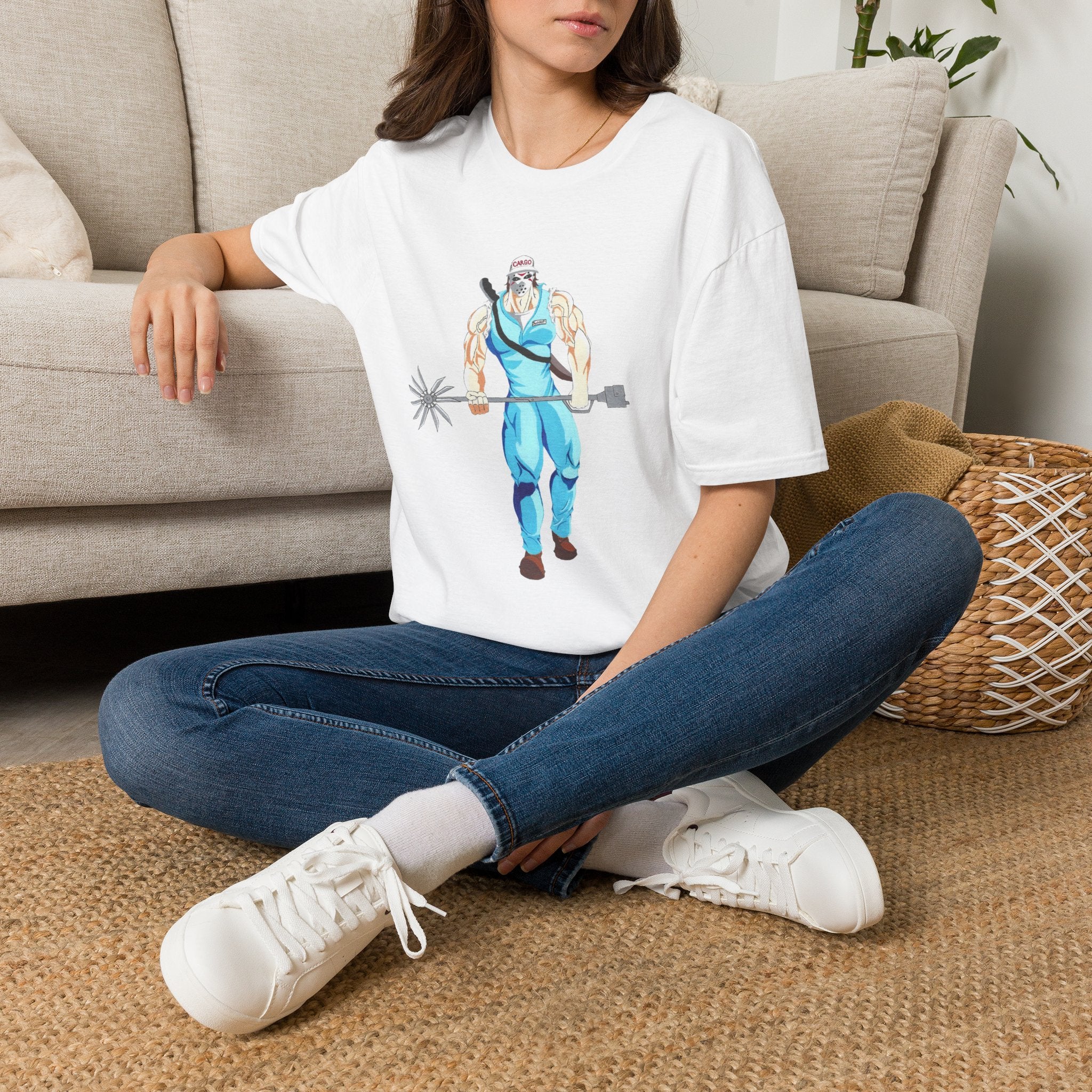 T-Shirt — Blue Muscular Diver Graphic Tee (Vintage Harbor Salvage)