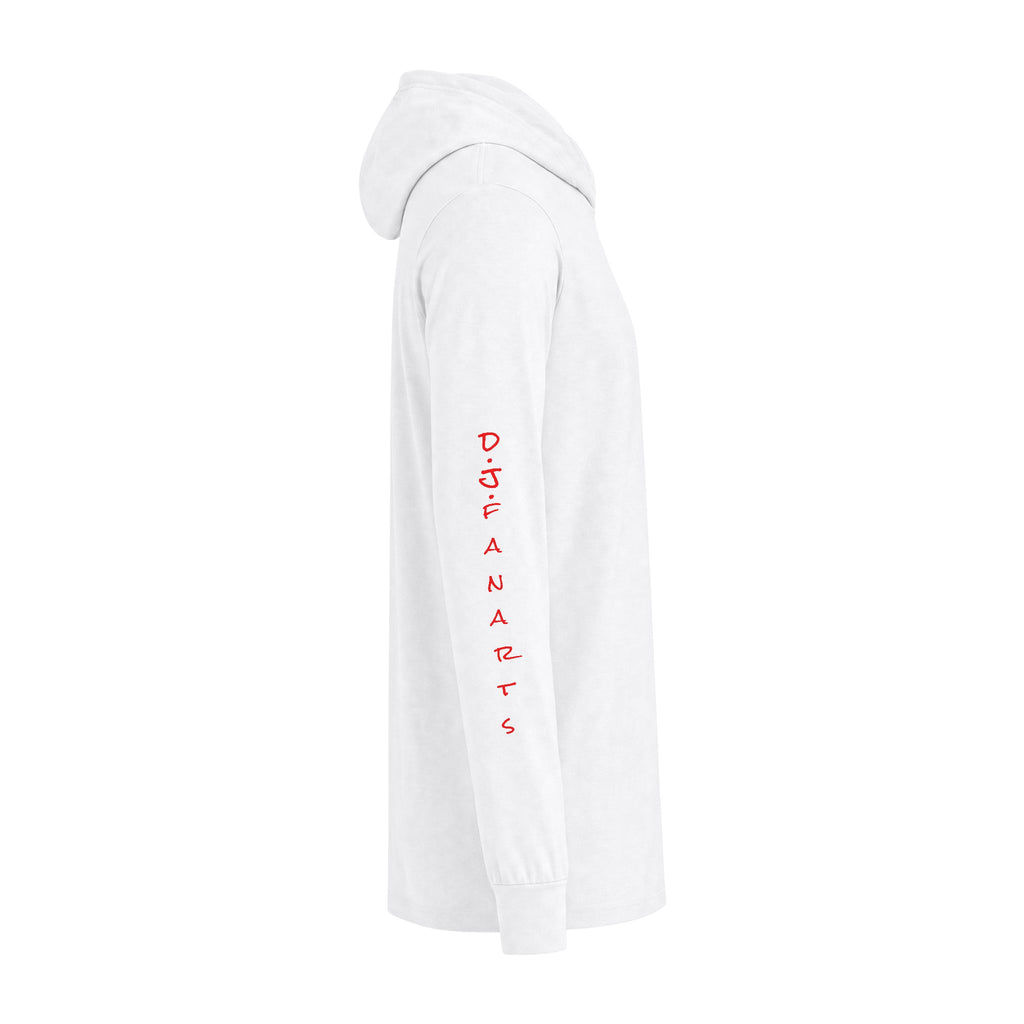 Hooded Long Sleeve Tee — Retro Muscle Worker Graphic