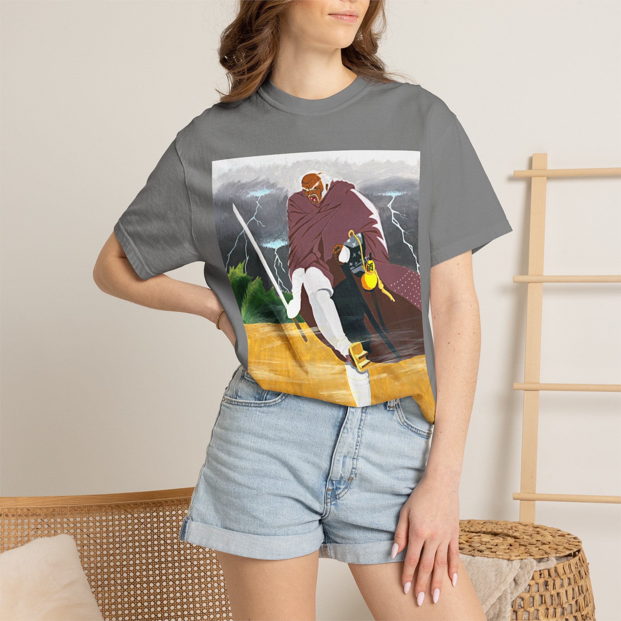 Samurai Sunset Graphic Tee — Vintage Warrior Illustration Unisex T-Shirt