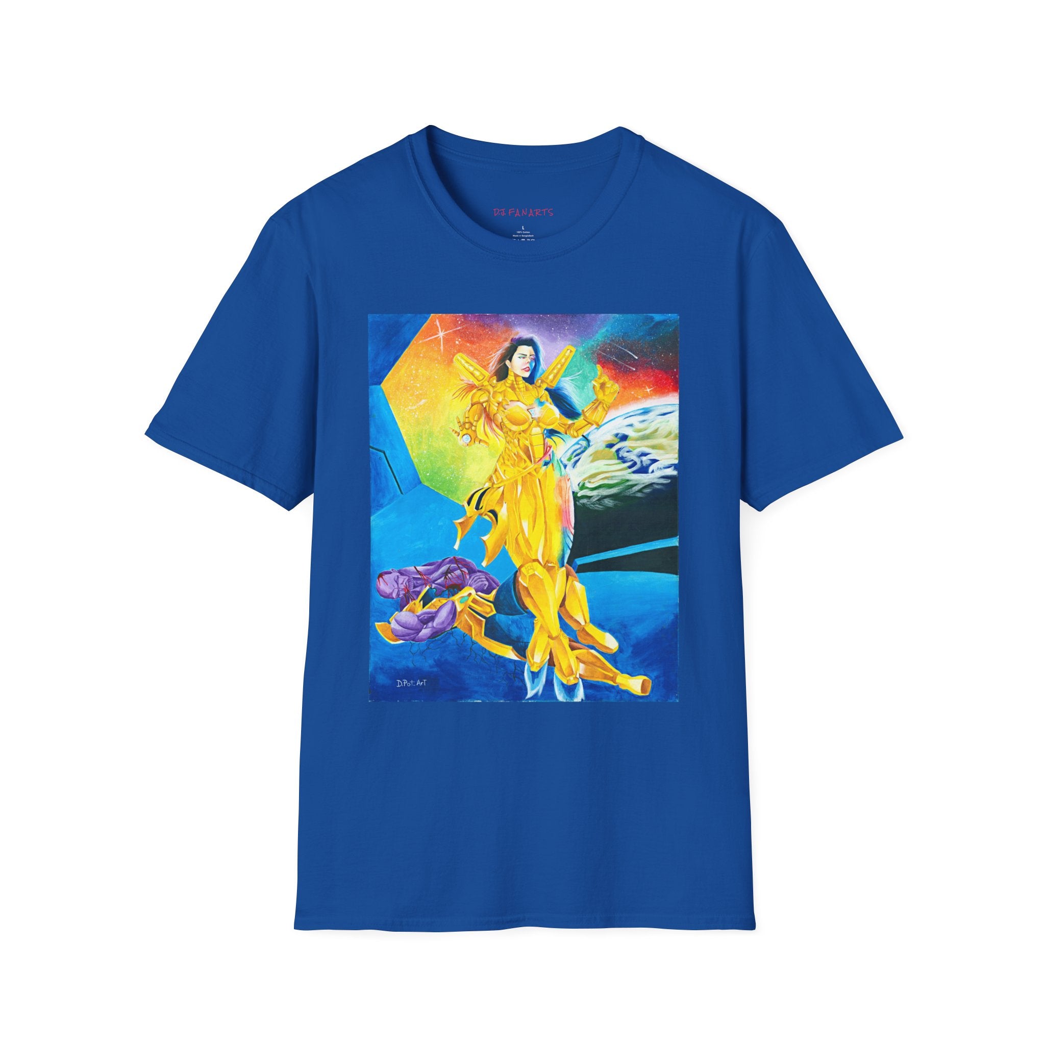 Golden Astral Guardian Graphic Tee — Vibrant Cosmic Goddess Unisex T-Shirt