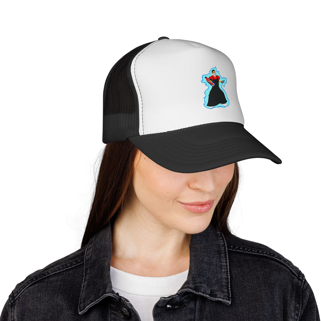 Witch Silhouette Trucker Cap — Vintage Halloween Spellcaster Hat