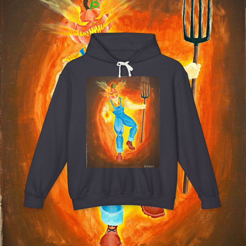 Scarecrow Harvest Hoodie — Vintage Folk Art Pumpkin Farmer Sweatshirt
