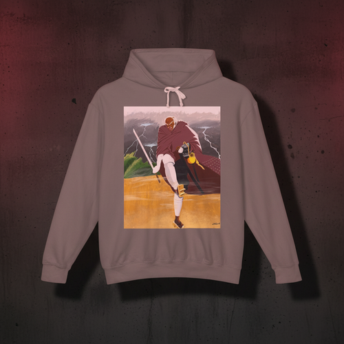 Adventure Samurai Hoodie in an urban streetwear setting, angle 2